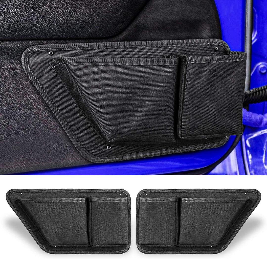 CALBEAU Oxford Front Door Storage Pockets Box, 2PCS Door Storage Pockets for 2011-2018 Jeep Wrangler JK JKU Accessories 2/4-Door, Door Net Pocket Replacement