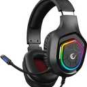 Rampage RM-K90 Wired Gaming Headset with Microphone  RGB Headphones with Mic, 50mm Drivers, Noise-Canceling for PC, PS4, PS5 & Laptop Gaming (Black)