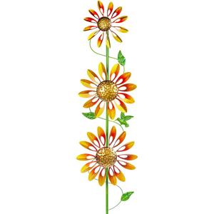VEWOGARDEN Sunflower Wind Spinners Outdoor Kinetic Garden Wind Spinner with Stakes Metal Garden Decor for Yard Lawn Patio, Yellow (Yellow(3 Blades))
