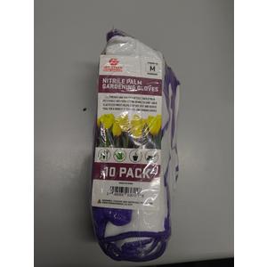 RED STEER GLOVE COMPANY, NITRILE PALM GARDENING GLOVES,PACK OF 10, (White& Purple)