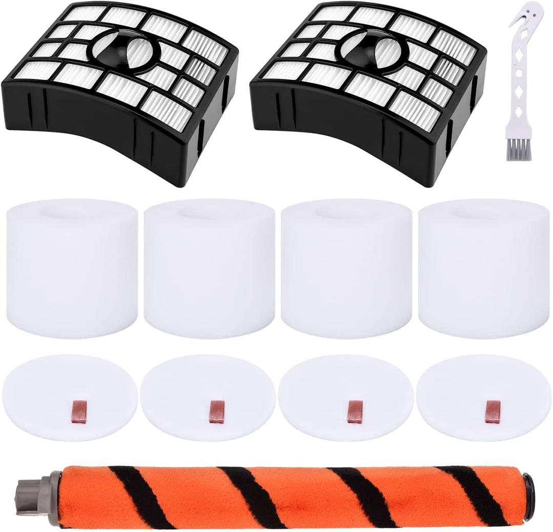 Leadaybetter Filter Replacement for Shark APEX DuoClean Lift-Away AX950 AX951 AZ1002 AZ1000 AZ1000W, 2 Black Filters, 4 Foam & Felt Filters, 1 Brush Roll, Compare to Part # XFF650 & XHF650 & 1173FT950