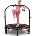 ANCHEER 40" Foldable Rebounder Trampoline for Adults/Kids with Resistance Bands and Bungees, Indoor & Outdoor Mini Trampoline with Bar and Safety Padding - Max Load 450lbs/550lbs (Red)