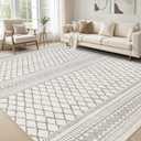cotiled 9x12 Area Rug Living Room: Washable Boho Rugs with Non Slip Backing Large Soft Indoor Stain Resistant Carpet for Bedroom Farmhouse Dining Room Lightweight Home Decor Beige/Gray