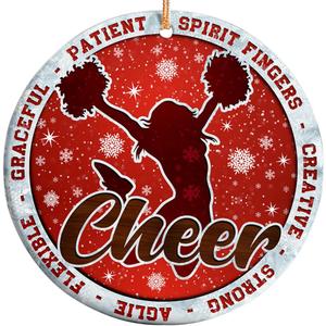 2 x Christmas Ornament - Cheerleading Ceramic Ornament, Cheerleader Ceramic Tree Decoration for Cheerleaders, Dance Teams, Squad Members, and Sports Fans
