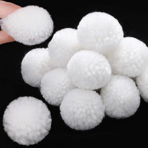 Syhood 20 Pcs Christmas Yarn Pom Poms Balls for DIY Handmade Crafts Fuzzy Pompoms for Christmas DIY Hats Thanksgiving Party Holiday Hanging Home Decorations (White, 2.5 Inch)