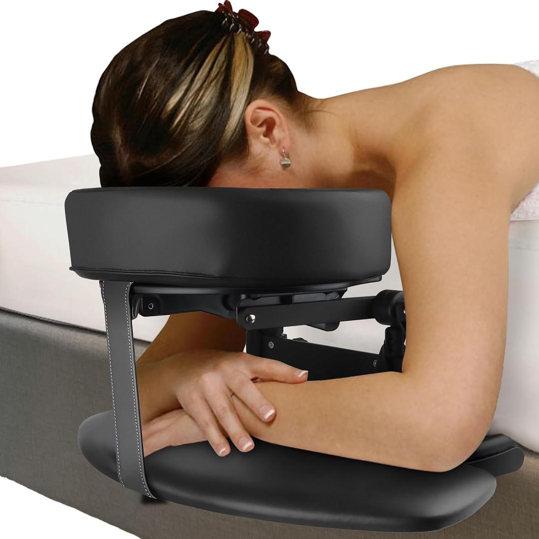 TOROKOM Adjustable Headrest Face Pillow Cradle & Face Cushion Support Bracket, Headrest Face Cushion Face Pillow, Salon Home Mattress Massage Kit (Black)
