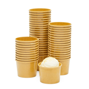 Juvale 50 Pack Brown Paper Ice Cream Cups - Disposable Dessert Bowls for Sundae Bar, Frozen Yogurt - Snack Cups (5 ounces)