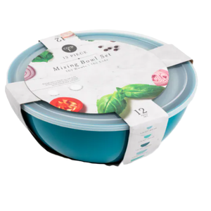 12 Piece Mixing Bowl With Lids  6 Bowls And 6 Lids 302ML, 700 ML, 2100 ML,  3492 ML,  5488 ML,