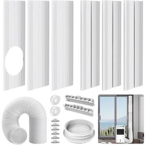 Portable Air Conditioner Sliding Door Vent Kit - Adjustable Length up to 90 Inches, Universal Balcony Seal Plate Set for 5.1" & 5.9" Diameter AC Exhaust Hose
