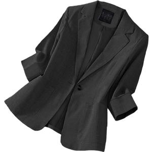 Mina Self 2026 Summer Women's 3/4 Sleeve Linen Blazer - Lightweight Breathable Lined Button Casual Work Office Jacket Pockets (XXL)