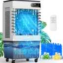 Swamp Cooler Air Conditioners, 4-IN-1 Portable Evaporative Cooler Cools Up to 1000 Sq.Ft, Large 13.5Gal Tank for 24/7 Cooling, Low Noise Cooling Fan with Remote Control Fits for Large Rooms