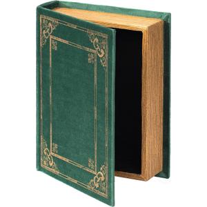Decorative Vintage Book Shaped Trinket Storage Box- Green