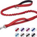 BUMBIN 6Ft Bungee Leash With 2 Handles for Large, Medium, Small Dogs - Heavy Duty, No Pull Shock Absorbing With Car Seat Belt for Training, Red