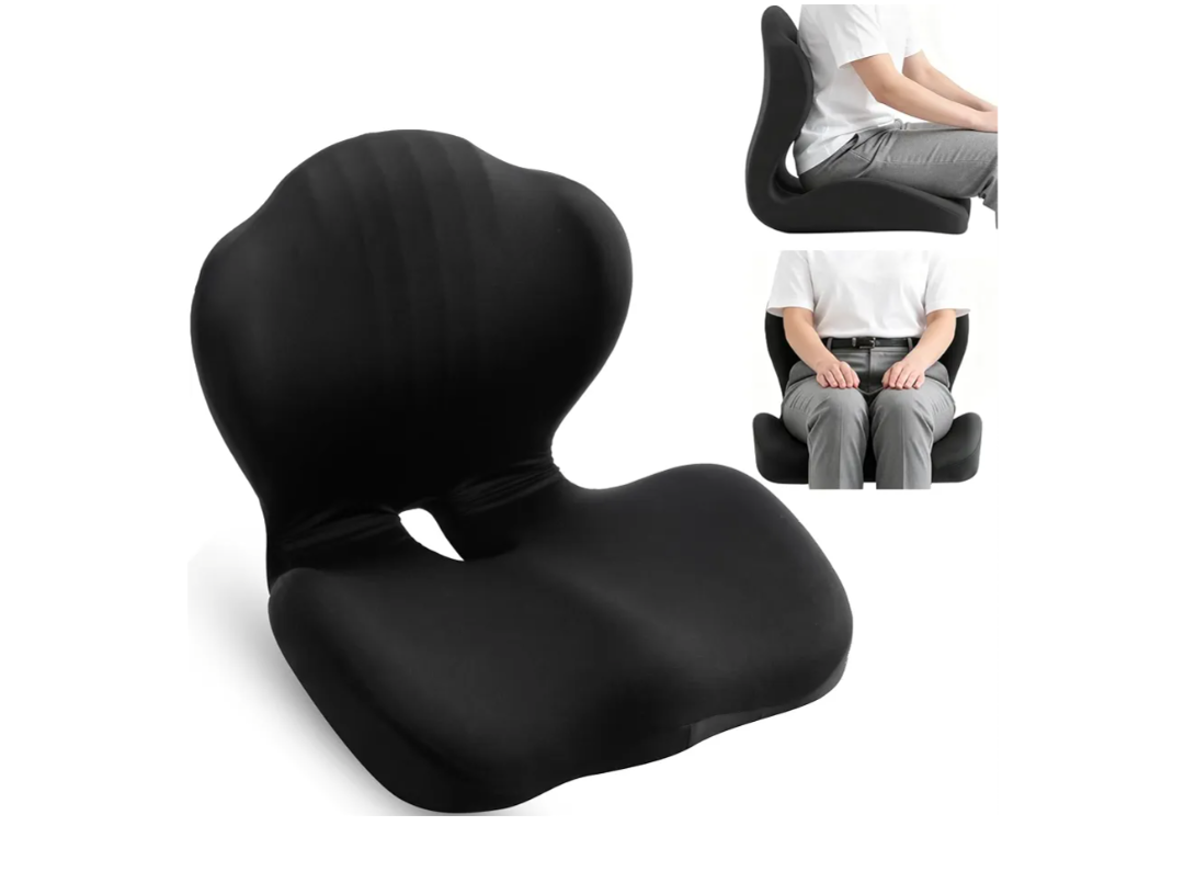 Ergonomic Seat Cushion, Coccyx Cushion for Tailbone Pain Relief, Memory Foam Office Chair Seat Cushion & Car Seat Cushion with Lumbar Support - Black