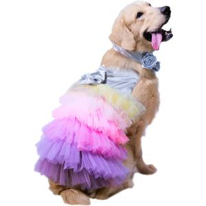 Dog Dress with Lovely Bow Puppy Dress Pet Apparel Dog Clothes for Small and Large Dogs and Cats XL Multi Colored