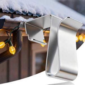 Gutter Clips for Hanging Outdoor Lights Christmas Light Gutter Clips for Outside String Lights Metal Weatherproof Gutter Light Clips for Xmas Halloween Outdoor Holiday Lights(50pcs)