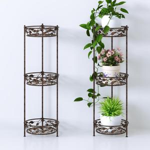 Plant Stand, Heavy Duty Metal Plant Stand Indoor Outdoor, Tall 3 Tiers Plant Shelf for Multiple Plants Pots, Flower Pot Stand for Home, Patio & Garden, Brushed Copper