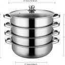 4 Piece Stainless Steel Steamer Pot Set with Glass Lid and handle,for Steamer Cooking,Casserole,Saucepan (4 layer)