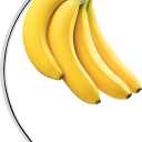 Livabber Banana Holder with Marble Base, Metal Banana Hanger Modern Tree Stand with Hook, Stylish Banana Keeper Fresh Fruit Storage Organizer Freestanding for Kitchen Countertop (Chrome, Single Hook)