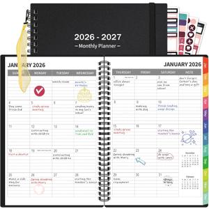 Monthly Planner 2026-2027(7.6'' x 10''), 18 Months Agenda Calendar Planner with Tabs & Pocket, Holidays, Note Pages, Time Management and Hit Your Goals, January 2026 - June 2027, 120GSM Thick Paper