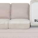 H.VERSAILTEX Suede Stretch Couch Cushion Covers, Sofa Cushion Covers Replacement, Sectional Couch Seat Cover, Protector Slipcovers for Pets Washable (3 Piece Sofa Covers for 3 Cushion, Natural)