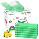 Baby Disposable Diaper Bags 500 Count Easy-To-Tie Diaper Sacks Enhanced Odor Control with Lemon Scent for Diaper Disposal or Pet Waste