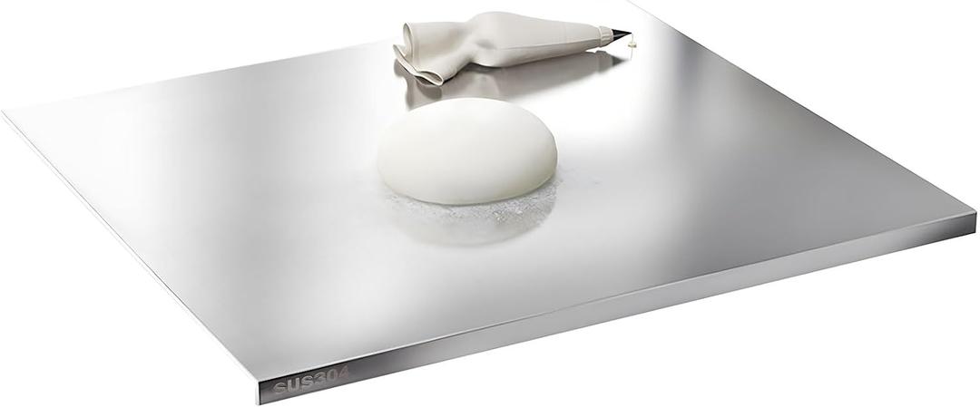 Stainless Steel Cutting Boards for Kitchen,304 Stainless Steel Chopping Boards with Lip and Non-slip silicone pad for Countertop Cutting Meats Fruits,Easy To Clean(19.6 * 23.6 * 0.06inch)