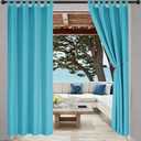 LORDTEX Indoor/Outdoor Curtains - Waterproof Tab Top Patio Curtains Sun Blocking Set of 2 Panels Thermal Insulated Curtain for Porch, Pergola, Cabana, Gazebo, 52 x 108 inch, Teal