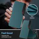 for iPhone 16 Pro Max Case, Case for iPhone 16 Pro Max Flip Case, Clear View Slim Fit Leather Cover for iPhone 16 Pro Max Phone Case with Kickstand Rugged Heavy Duty Shockproof Bumper Shell (Green)