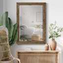 Wexford Home Walnut Vanity Mirror Rectangular Barnwood Framed Wall Mirror for Home Decor, Vertical or Horizontal Hanging, 41x29