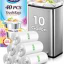 10 Gallon 40 Counts Medium Trash Bags Tall Kitchen Garbage Bags by Teivio, 9 Gallon 10 Gallon 11 Gallon,Bathroom Trash Can Bin Liners, Intended for Home,Plastic Bags for office kitchen, Clear