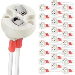 DiCUNO G4, GU5.3 Bi-Pin Ceramic Base Socket, MR16, MR11 Halogen Incandescent LED Bulb Holder Wire Connector (24pcs)