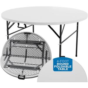 Sorfey Round Folding Table,48" Round, White Plastic (48 Inch Round)