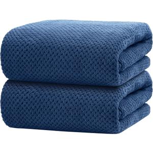 HOMEXCEL Bath Towels Pack of 2, (27 x 54 Inches) Microfiber Ultra Soft Highly Absorbent Bath Towel Set, Lightweight and Quick Drying Towels for Body, Sport, Yoga, SPA, Fitness, Blue
