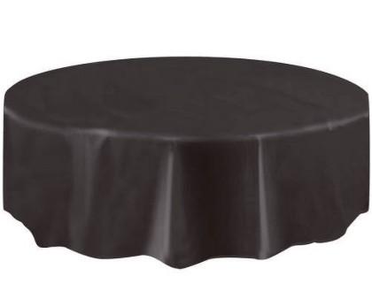 Black Plastic Party Tablecloth, Round, 84in (Pack of 20)