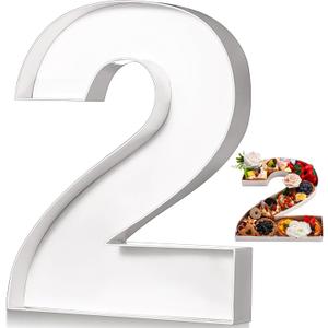 Mifoci 13.7" Cardboard Number for Charcuterie Photo Booth Props Birthday Party Anniversary Fillable Paper Mache Cupcake Chocolate Candy(Number 2,White)