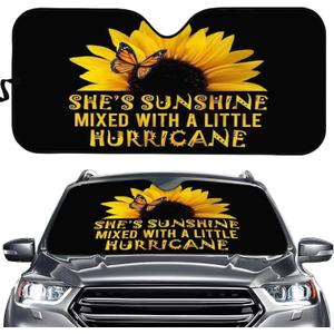 BIGCARJOB Sunflower She's Sunshine Front Windshield Sun Shade - Accordion Folding Auto Sunshade for Car Truck SUV - Blocks UV Rays Sun Visor Protector