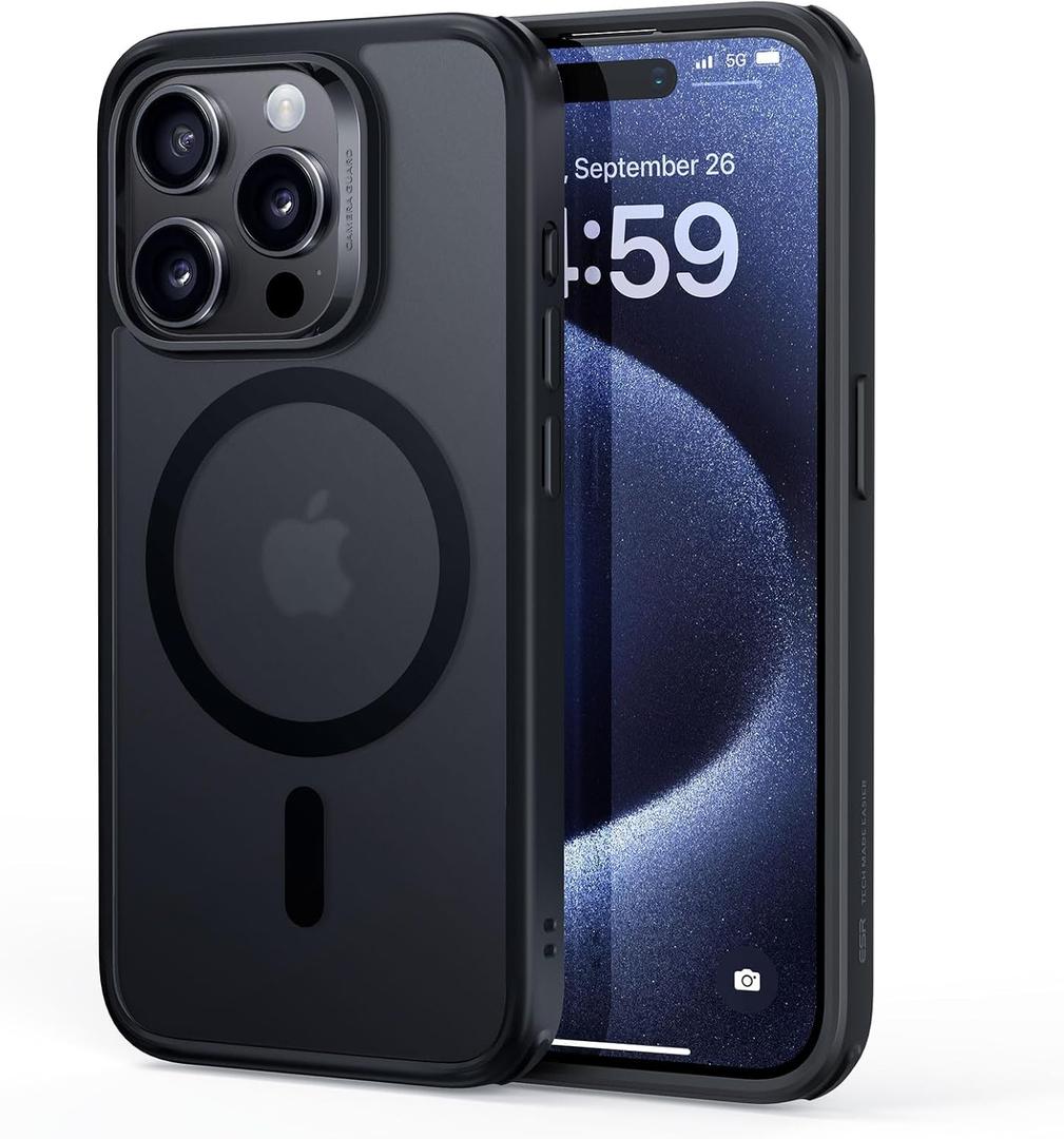 ESR for iPhone 15 Pro Max Case, Compatible with MagSafe, Military-Grade Protection, Yellowing Resistant, Scratch-Resistant Back, Magnetic Phone Case for iPhone 15 Pro Max, Classic Series,Frosted Black