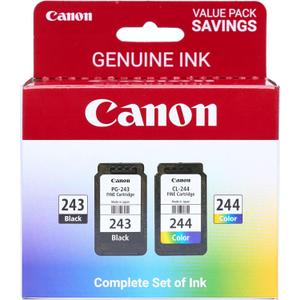 Canon PG-243 / CL-244 Genuine Ink Value Pack (2 Cartridges), Compatible with iP2820, MX492, MG2420/2520/2920/2922/2924/3020/2522/2525, TS3120/302/302a/202/4520/3320 (Pigment Black and Color Ink Cartridge, Black)