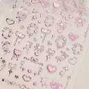 Valentines Nail Art Stickers 5D Embossed Bow Hearts Nail Stickers Pink Heart Nail Stickers Valentine's Day Self-Adhesive Nail Decorations for Women Manicure 1 Sheet