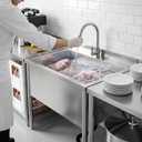 Stainless Steel Commercial Restaurant Sink, Freestanding Large Commercial Sink with Pull-out Faucet for Kitchen Dishwashing, Thawing, Pet Cleaning, Laundry Room, 35 Gallon, 23.6"D x 33.5"W x 36.8"H