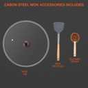 13" Nonstick Wok - Wok Pan with Glass Cover, Carbon Steel Woks & Stir-Fry Pans: Flat Bottom Chinese woks for Electric, Induction, Gas, All Stoves