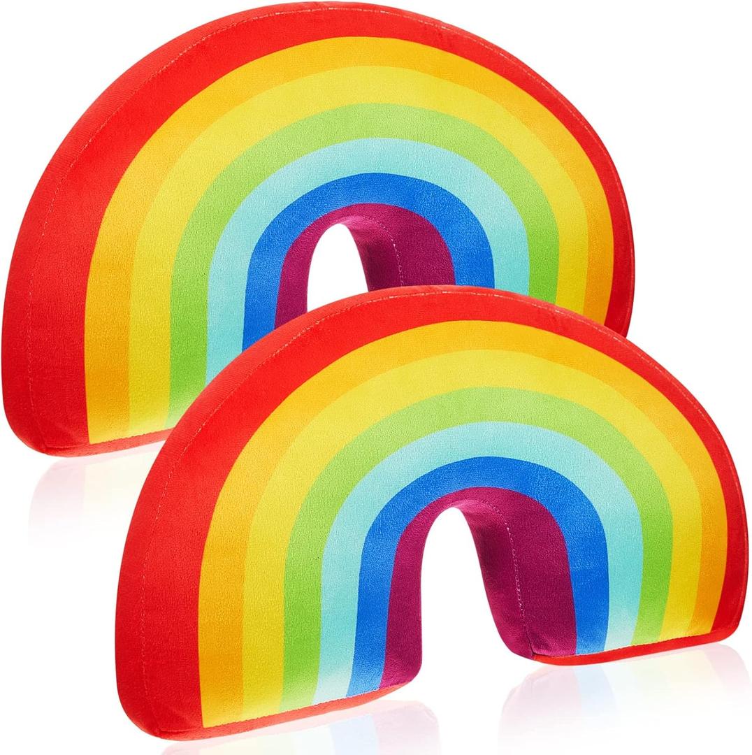 Chunful 2 Pcs Rainbow Pillow for Girls Kids 13.8 x 8.7 x 4 Inch Plush Cute Rainbow Throw Pillow Arch Shaped Cushion Stuffed Decoration for Bed Chair Room Home Decor (Colorful)