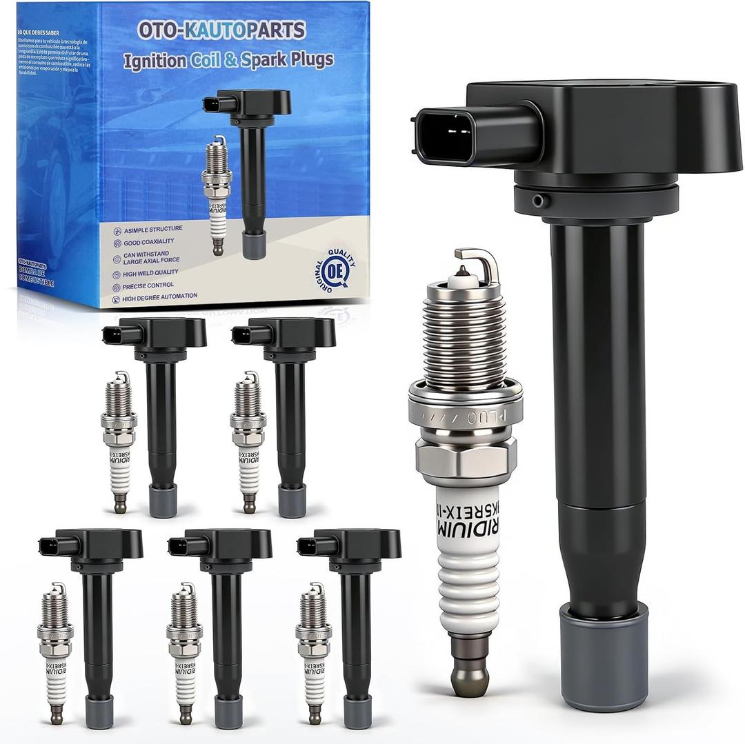 OTO-K Ignition Coil Packs and Iridium Spark Plugs Compatible with Honda Odyssey 1999-2010,Accord 2000-2003/Acura TL 1999-2008,RL 2005-2008,3.2L 3.5L V6,Spark Plugs Coil Packs Replaces#UF242 & 4503