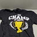 Miftees The Champ is Here Black Classic Fit Collarless Crew Neck Short Sleeve T-Shirt - Men's Small