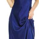 Lovasy Women Satin Nightgown Sexy Lingerie Long Slip Dress V Neck Sleepwear Nightdress S-XXL (Blue, L)