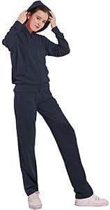 Gary Com 2 Pieces Tracksuit Sets Women's Jogging Hoodie Outfits Solid Zip Up Active Jogger Track Suit Charcoal XL
