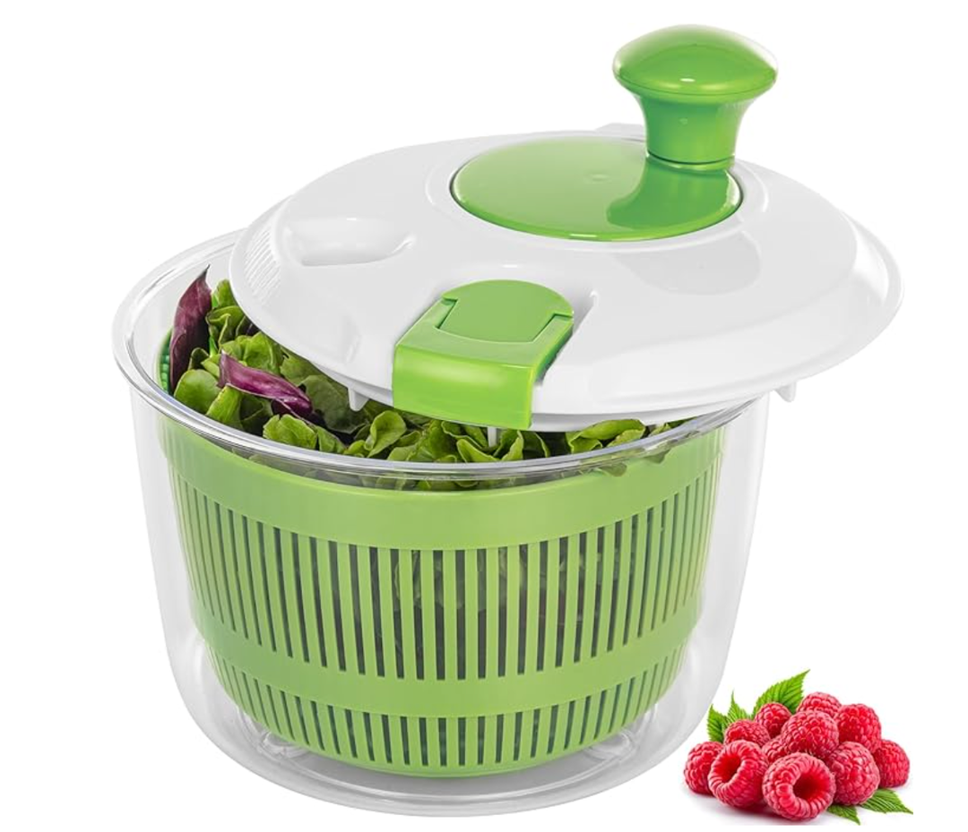 Salad Spinner, Fruit and Vegetable Washer, Spin and Dry Salad Greens, 3 QT Lettuce Spinner with Bowl and Mesh Basket