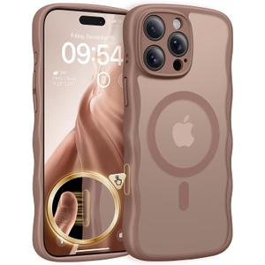 TAURI Magnetic for iPhone 16 Pro Max Case, Cute Wavy Design [Full Camera Protection] [Compatible with Magsafe] Anti-Slip Translucent Matte Case for iPhone 16 Pro Max for Women Girls, Desert Brown