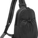 Convertible Backpack Crossbody Small Sling Bag for Women Crossbody Shoulder Chest Daypack with Zipper Strap for Hiking, Black